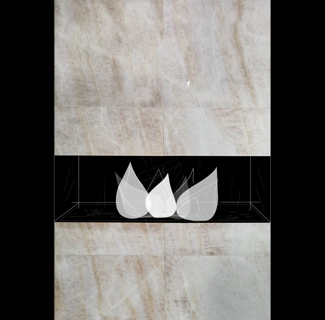 Rivestimento di un camino in Quarzite Madreperla