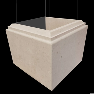 Plano marble cladding of a column base