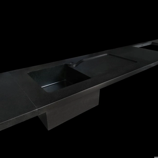Absolute black honed granite in a kitchen