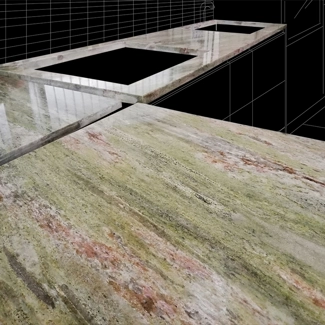 Kitchen top in Waterfall granite