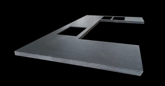 Piano Cucina in Granito nero Assoluto fiammato e spazzolato