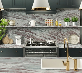 Kitchen top in Silver Sparkle