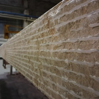 Wall cladding hand cut in Giallo d'Istria Marble