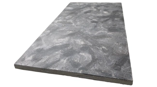 End of series flooring plate with brushed top in dark granite