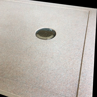 Detail of Salisbury Pink's shower tray