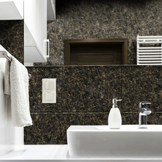 Verde Bahia granite's bathroom wall covering