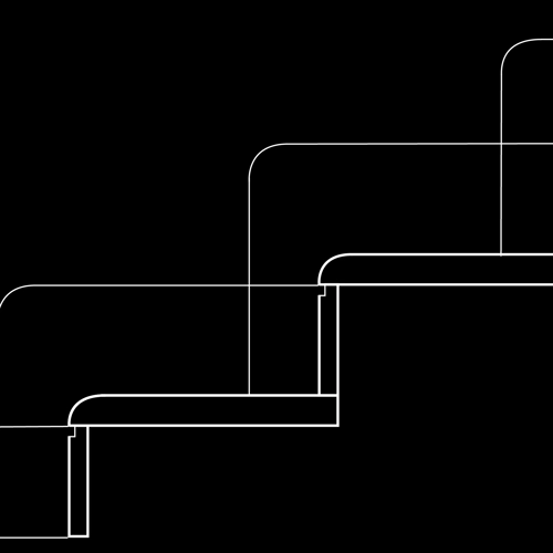 Sezione a becco di civetta con scuretto e zoccolo a nastro