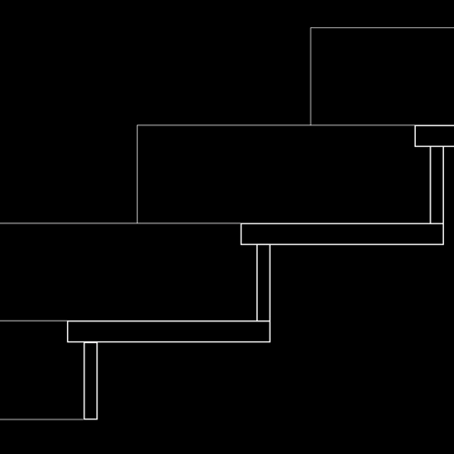 Sezione profilo quadrato e zoccolo a gradoni